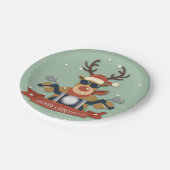 Een rendierzonnebril op motorfiets papieren bordje (Gekanteld)