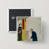 Een respectabel Man dat smeekt om munten Vierkante Button 5,1 Cm (Voorkant /achterkant)