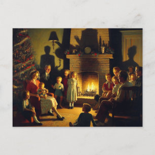 Een retro familie kerst horror briefkaart