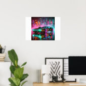 Een Retro Future Synthwave Hyper Car Poster (Thuiskantoor)