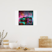 Een Retro Future Synthwave Hyper Car Poster (Keuken)
