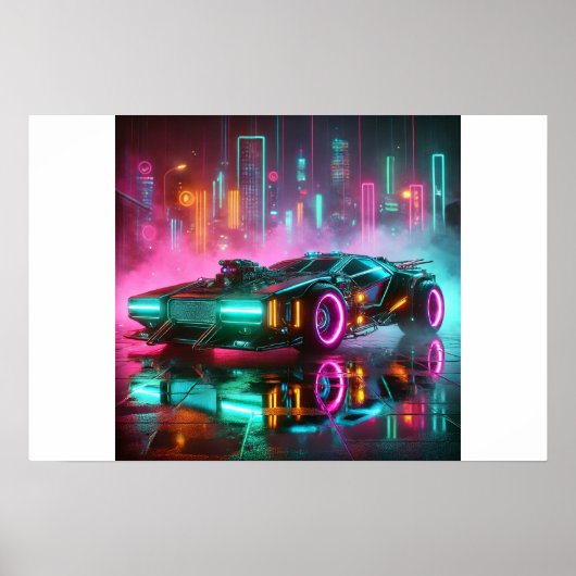 Een Retro Future Synthwave Hyper Car Poster (Voorkant)