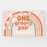 Eén Retro Regenboog Paar twin Verjaardag