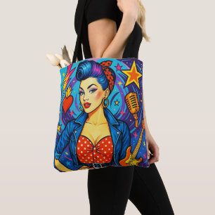 Een Retro Rockabilly Design Boodschappentas Draagtas