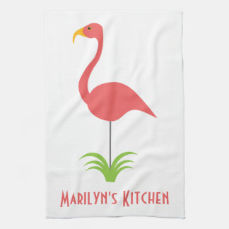 Een Retro Roze Flamingo voor de Keuken Theedoek