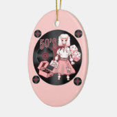 Een Retro Roze Poodle Keramisch Ornament (Links)