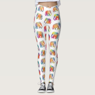 Een retro stijl olifant ontwerp leggings