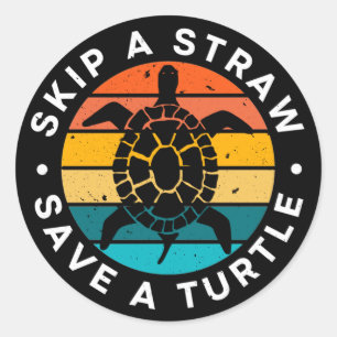 Een riem overslaan Een schildpad opslaan Ronde Sticker