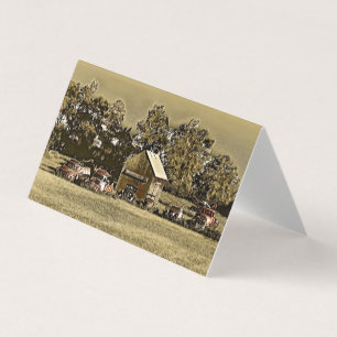 Een rij jalopies in het gras. kaart