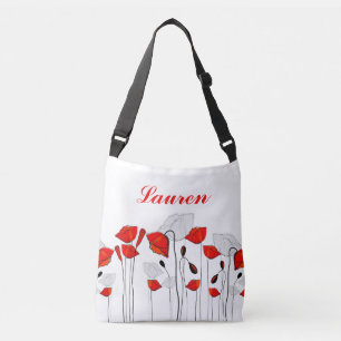 Een Rij Van Rode Poppies Crossbody Bag Tas