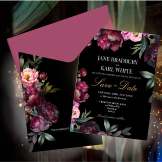 Een rijke boeket save-the-date trouwuitnodiging kaart