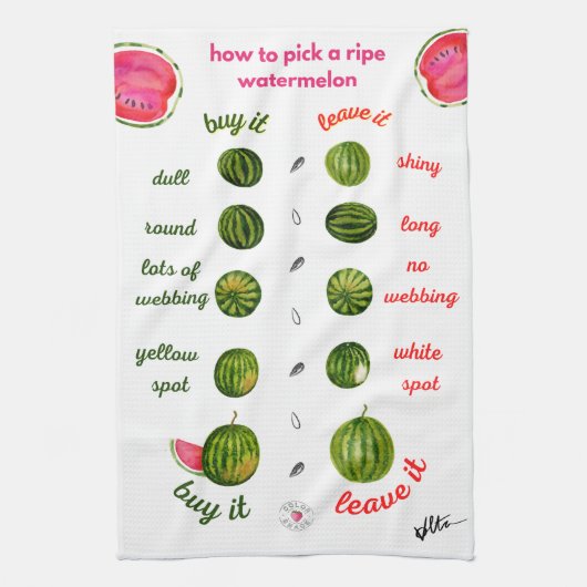 Een ripe watermeloen plukken - Waterverf Theedoek (Verticaal)