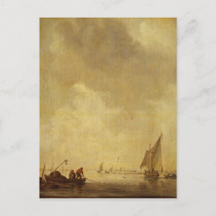 Een rivier de Scene, met vissers die een net lance Briefkaart