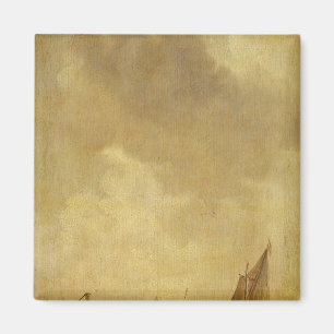 Een rivier de Scene, met vissers die een net lance Magneet