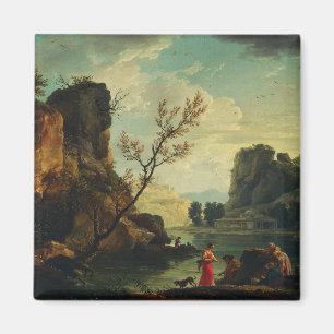 Een rivier met vissers door Joseph Vernet  Magneet