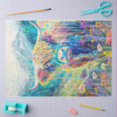 Een rivier van kleuren highlander koe tissuepapier (Craft)