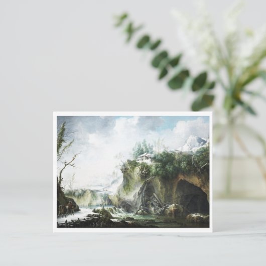 Een rivierlandschap in de winter, Francesco Foschi Briefkaart (Staand voorkant)