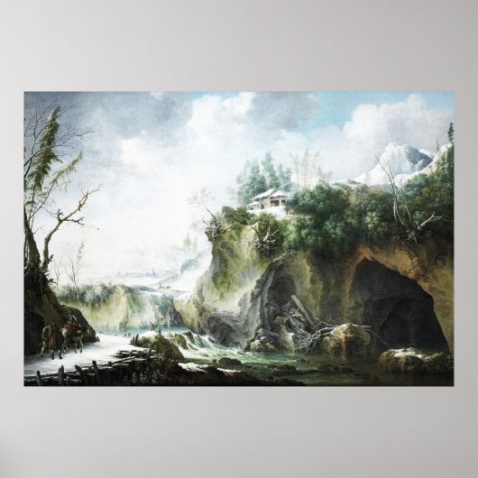 Een rivierlandschap in de winter, Francesco Foschi Poster (Voorkant)