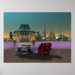Een robot en zijn hond afdrukken poster