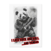 Een Rocker Panda die elektrische gitaar speelt op
