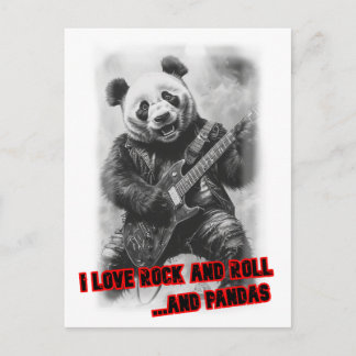 Een Rocker Panda die elektrische gitaar speelt op Feestdagenkaart