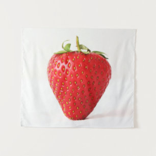Een rode aardbei met wandkleed