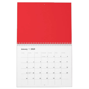 Een rode achtergrond met een witte rand kalender