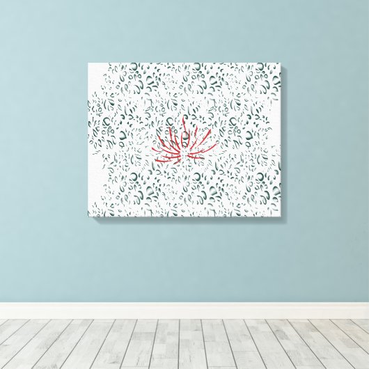 Een rode bloem op een zwarte achtergrond canvas afdruk (Insitu (Houten vloer))