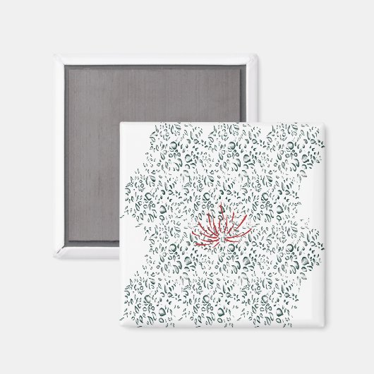 Een rode bloem op een zwarte achtergrond magneet (Voorkant / Achterkant)