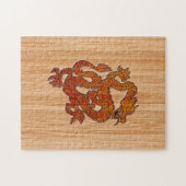 Een rode draak op bamboes als legpuzzel (Horizontaal)