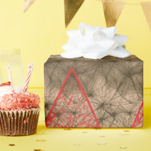 Een rode en bruine achtergrond met een rode rand cadeaupapier