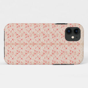 Een rode en witte achtergrond met een patroon iPhone 11 hoesje