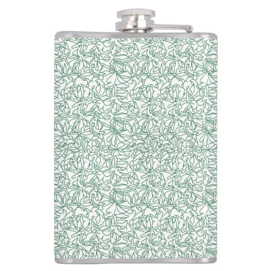 Een rode en witte achtergrond met een patroon heupfles (Achterkant)