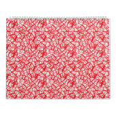 Een rode en witte achtergrond met kleine witte sti kalender (Hoes)