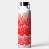 Een rode en witte achtergrond met veel stippen waterfles (Voorkant)