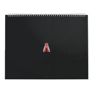 Een rode en witte kerstboom met rode bloemen kalender