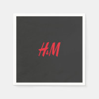 Een rode H en M logo op een zwarte achtergrond
