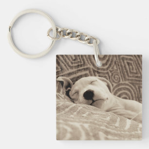 Een rode hond sleutelhanger