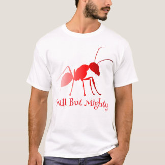 Een rode mier lichaam en benen weergegeven met een t-shirt