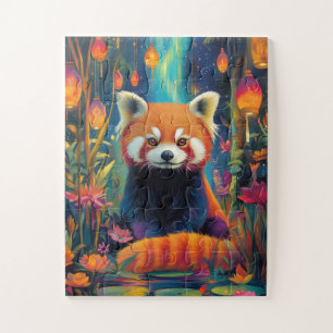 Een rode panda in een betoverd bos legpuzzel