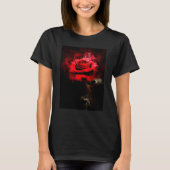 Eén rode roos aquarel op zwarte achtergrond t-shirt (Voorkant)