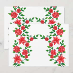 Een rode roos met gedetailleerde bloemblaadjes, af bedankkaart