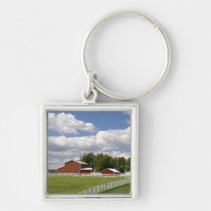 Een rode schuur en boerderij bij Pamona, Kansas. Sleutelhanger