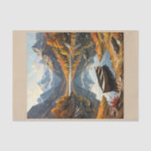 Een roeiboot op een bergmeer in de herfst tissuepapier (Voorkant)