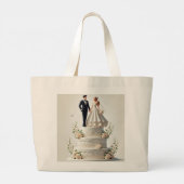 Een romantische bruidstaart canvas tas. grote tote bag (Achterkant)