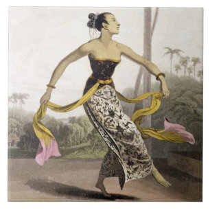 Een Ronggeng of Dansende Meisje, bord 21 van Vol. Tegeltje