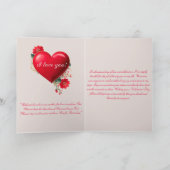 Een rood 3D-hart en bloemen geschilderd in oliever Feestdagen Kaart (Binnen)