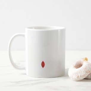 Een rood en bruin ontwerp op een witte achtergrond koffiemok