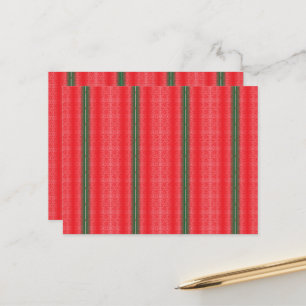 Een rood en groen gestreepte achtergrond briefkaart