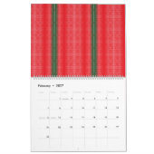 Een rood en groen gestreepte achtergrond kalender (Feb 2027)
